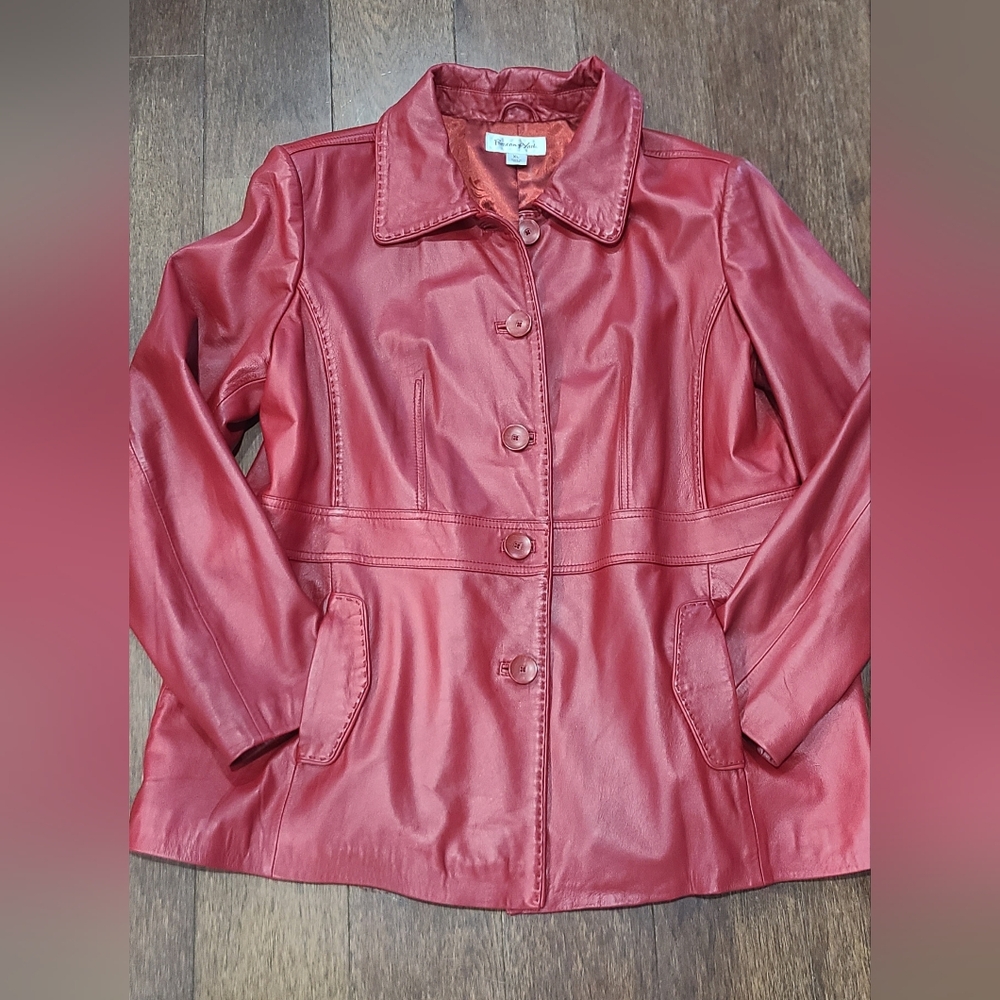 Red Leather Jacket Size XL